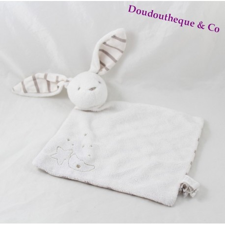 Doudou flachen grau weiß HAUPTFELDWEBEL Kaninchen zerkratzt Sterne Mond Doudou flachen grau weiß HAUPTFELDWEBEL Kaninchen zerkratzt Sterne Mond