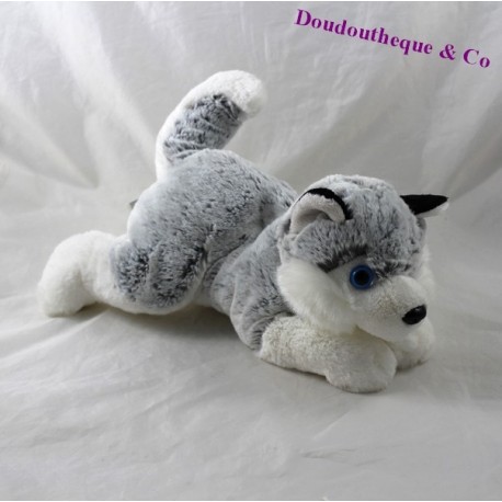 Peluche perro husky creaciones DANI gris blanco 24 cm