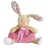 Plush puppet activities rabbit BABY NAT' flowery pink beige Poupi