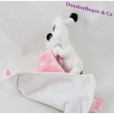 Doudou mouchoir Idefix chien PARC ASTERIX rose blanc pois 40 cm