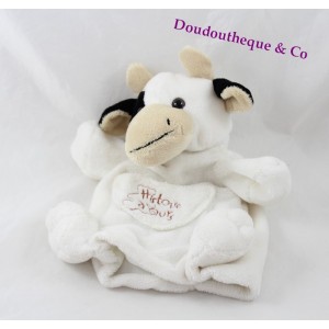 Doudou puppet cow STORY OF BEAR black and white 25 cm