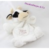 Doudou puppet cow story bear black and white 25 cm