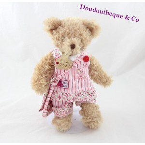 Teddy bear history of bear clothes Roses striped and flowered with his bag