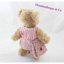 Historia de oso de peluche de oso ropa rosas a rayas y flores con su bolsa