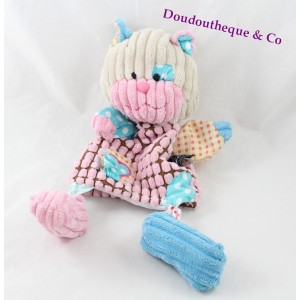 Doudou marionnette chat HISTOIRE D'OURS Bric a Brac côtelé 32 cm