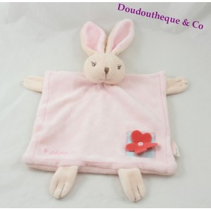 Flaches Kuscheltier Hase KALOO Lilirose rote Blume Rückenfeder 34 cm