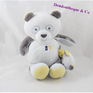 Peluche musicale panda SUCRE D'ORGE bleu gris 22 cm