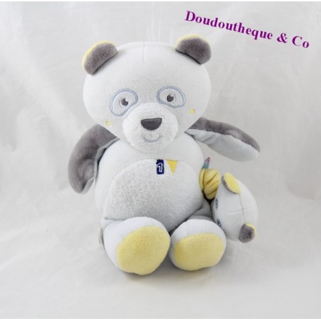 Plush musical panda candy CANE gray blue 22 cm