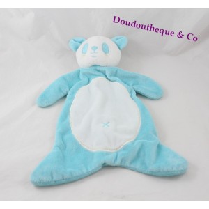 Doudou flachen Panda KIMBALOO Brioche blau weiß 30 cm Hall