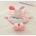 Doudou flat Blue Bird blue scarf pink round NICOTOY rabbit embroidered 26 cm