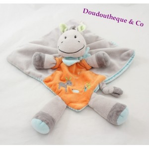 Doudou flachen Esel gestreifte Zebra grün orange grau NICOTOY Pferd bestickt Hasen