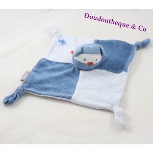 Doudou flachen Bär baby blaue Sterne Maske 9 bestickt 22 cm