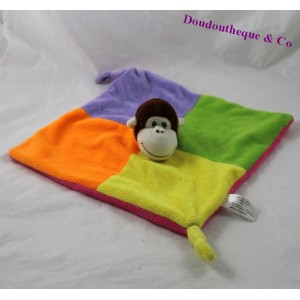 Plano Doudou mono ZEEMAN cuadrado amarillo violeta verde naranja 25 cm