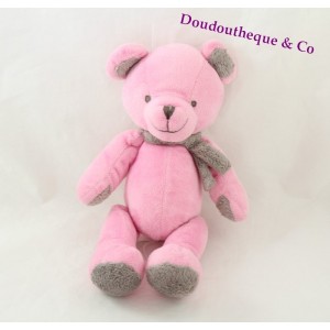 Bears Doudou NICOTOY pink and Brown scarf 24 cm