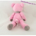 Bears Doudou NICOTOY pink and Brown scarf 24 cm