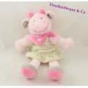 Bandana de Doudou NICOTOY verde vaca vestido rosa 23 cm