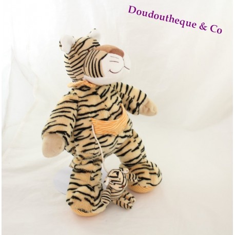 Plüsch NICOTOY Tiger mit ihr baby in der Orange und schwarz 30 cm Tasche