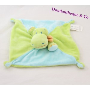 Doudou flachen Krokodil grün und blau NICOTOY Kiabi 24 cm