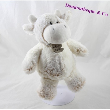 Kuh-Teddybär Geschichte der Z' z'animoos weiß Beige 21 cm