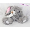 Plush rabbit ENESCO pink grey scarf 23 cm