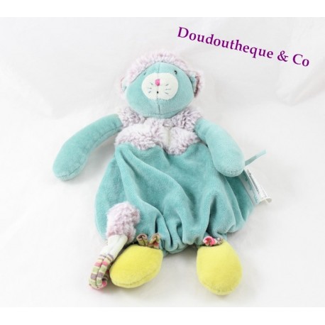 Doudou plat Minoucha chat MOULIN ROTY Les Pachats bleu violet