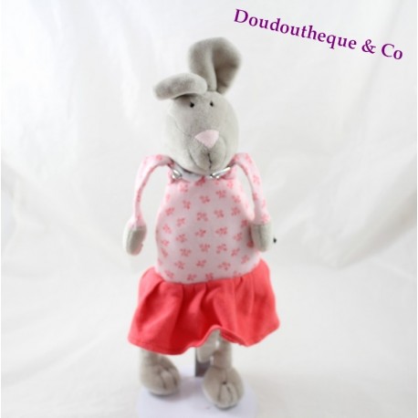 Final de conejo de peluche ' col rosa falda impresa florido Monoprix 38 cm