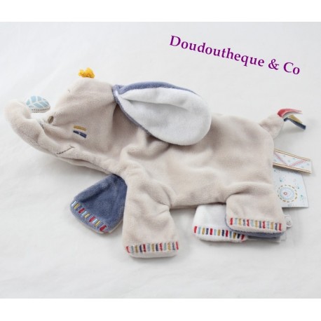 Doudou Elefant NOUKIE Bao Gericht Bao & Wapi blau Beige 27 cm Doudou Elefant NOUKIE Bao Gericht Bao & Wapi blau Beige 27 cm