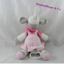 Peluche musicale mouton NICOTOY robe rose tortue 30 cm