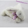 Peluche bianco viola di orecchie di coniglio JACADI sciarpa fiorito 18cm