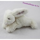 Felpa blanco púrpura de orejas de conejo JACADI bufanda flores 18 cm