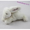 Peluche bianco viola di orecchie di coniglio JACADI sciarpa fiorito 18cm