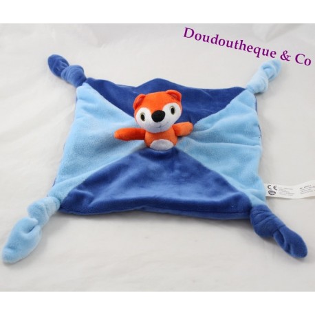Doudou plat renard AUZOU Petit renard bleu 4 noeuds 25 cm Doudou plat renard AUZOU Petit renard bleu 4 noeuds 25 cm