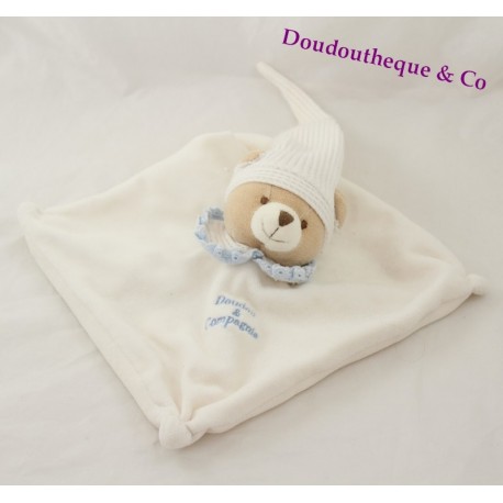 Bär flache Doudou DOUDOU und Firma White collar blau 22 cm