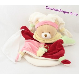 Doudou puppet Blueberry bear BLANKIE & company handkerchief stars red green rose