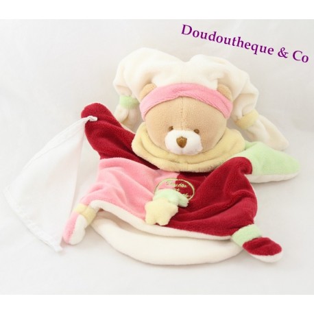 Doudou puppet Blueberry bear BLANKIE & company handkerchief stars red green rose