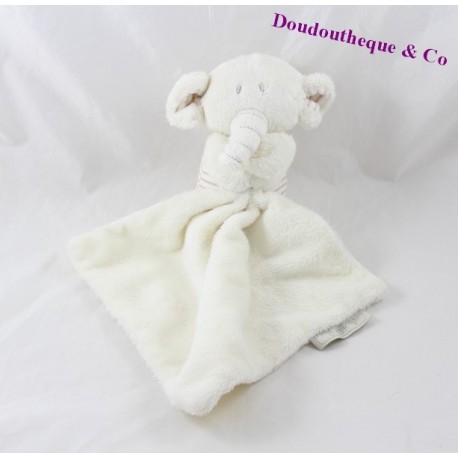 Doudou elephant MARKS & SPENCER beige stripes 16 cm handkerchief