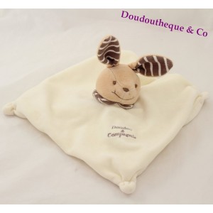 Empresa y Doudou DOUDOU conejo rayado plato 20 cm cuadrado beige marrón