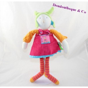 Plush doll MOULIN ROTY Colette and Pinpin dress pink 35 cm