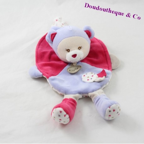 Doudou flat bear BABY NAT Capucine purple rose 26 cm
