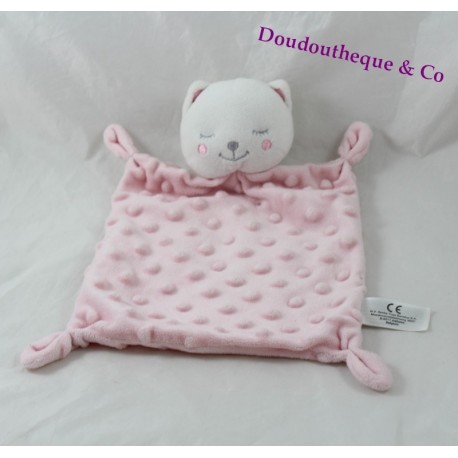 Doudou flat cat SIMBA TOYS square pink relief 28 cm