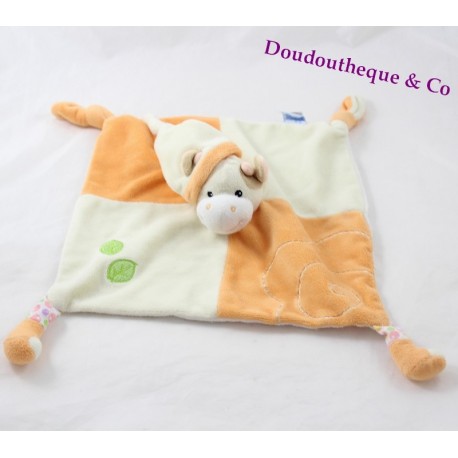Kuh flache Doudou GIPSY orange Blatt grün 24 cm Kuh flache Doudou GIPSY orange Blatt grün 24 cm