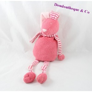 Doudou conejo de marioneta rosa rayado extremo ' col / BOUTCHOU 31 cm