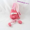 Doudou conejo de marioneta rosa rayado extremo ' col / BOUTCHOU 31 cm