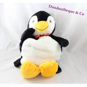 Mochila peluche pingüino blanco amarillo negro 44 cm