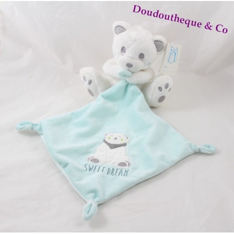 Pañuelo de frazada oso SIMBA juguetes BENELUX dulce sueño blanco oso azul 14 cm