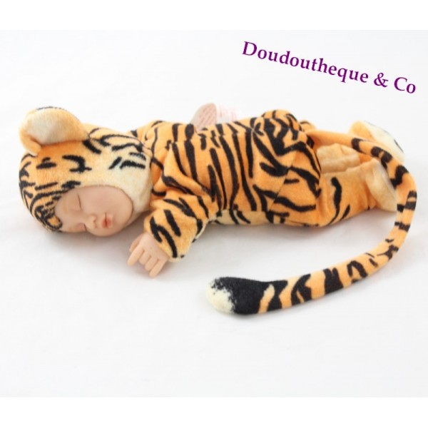 Anne Geddes 9in Plush Tiger Sleeping Baby Doll in Orange Anne Geddes Plush Tiger