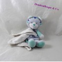 Doudou Tiger handkerchief sugar cashew blue green cat 19 cm