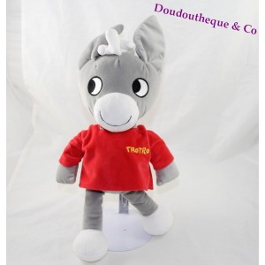 Stuffed donkey Trotro AJENA Teddy grey t-shirt red 35 cm