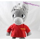 Burro de peluche Trotro AJENA Teddy camiseta gris rojo 35 cm