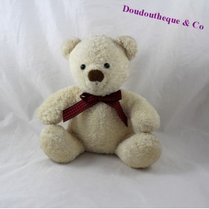 Teddy Bear HEUNEC beige nudo Plaid cuello rojo negro 24 cm